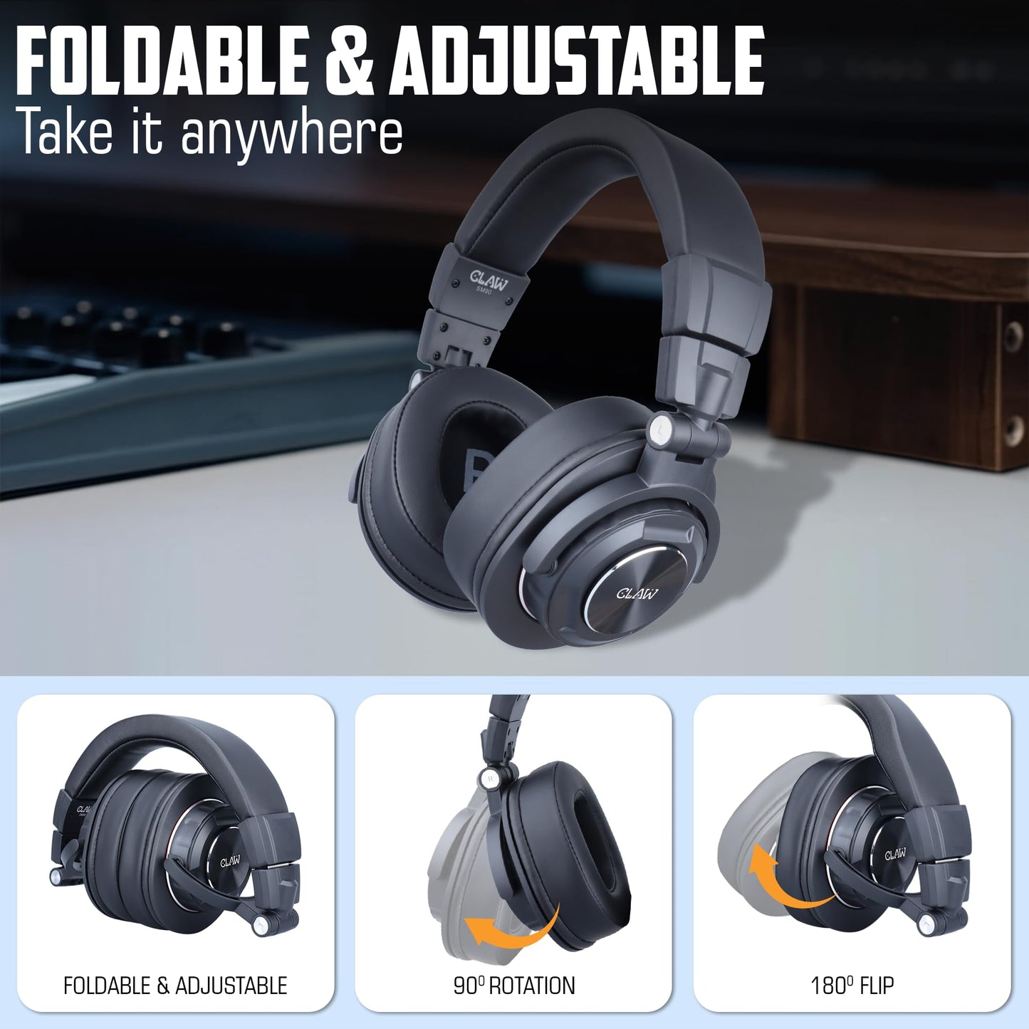 CLAW SM90 Studio Monitoring DJ Wired Over-Ear Headphones with 50mm Drivers - Deccan Retail