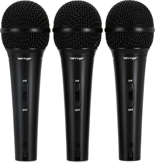 Behringer ULTRAVOICE XM1800S Dynamic Cardioid Vocal Microphones 3-Pack – Black - Deccan Retail