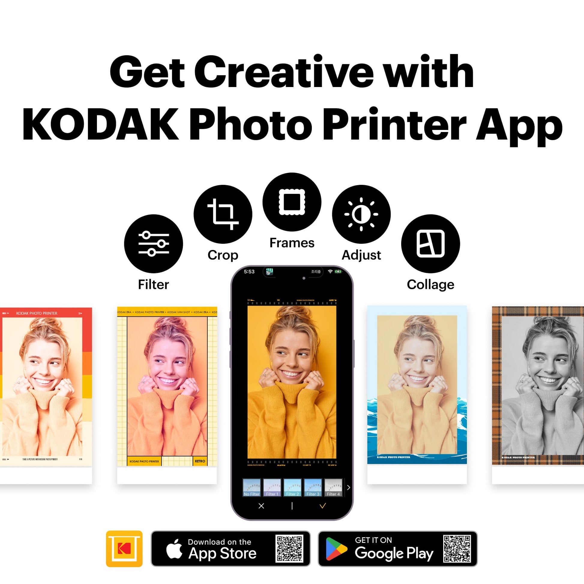Kodak Mini 2 Retro 4PASS Portable Photo Printer 2.1x3.4" with 68 Sheets Bundle - White - Deccan Retail