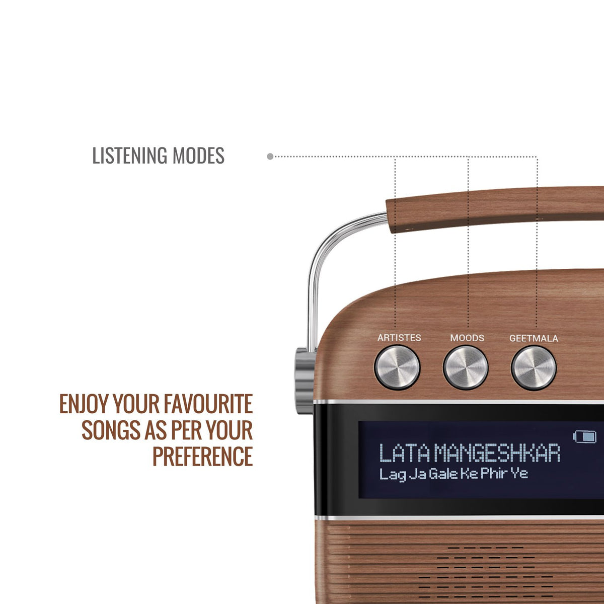 Saregama Carvaan Hindi - Oak Wood Brown