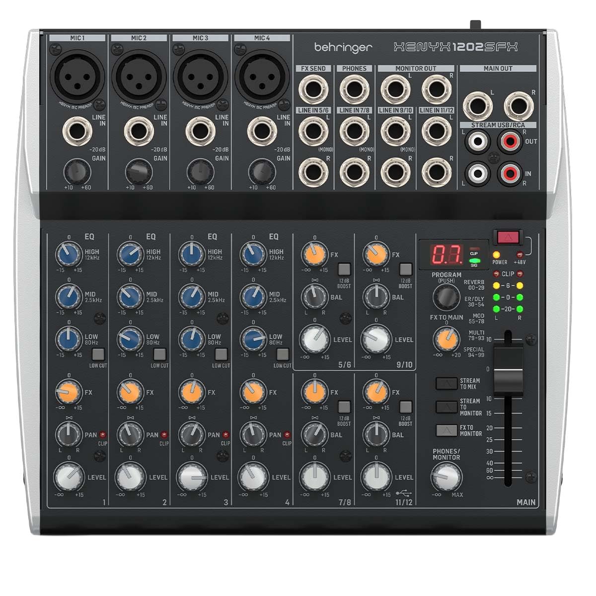 Behringer XENYX 1202SFX 12-Channel Analog Audio Mixer with USB – Black - Deccan Retail