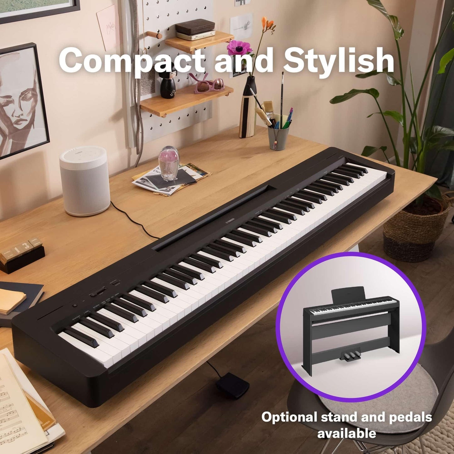 Yamaha P-145BT 88-Key Digital Piano with Bluetooth – Black