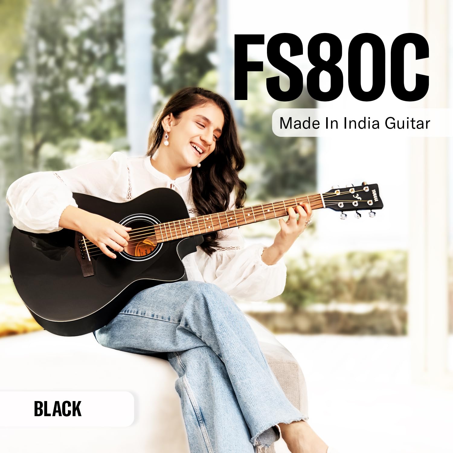 Yamaha FS80C Concert Cutaway Acoustic Guitar – Black - Deccan Retail