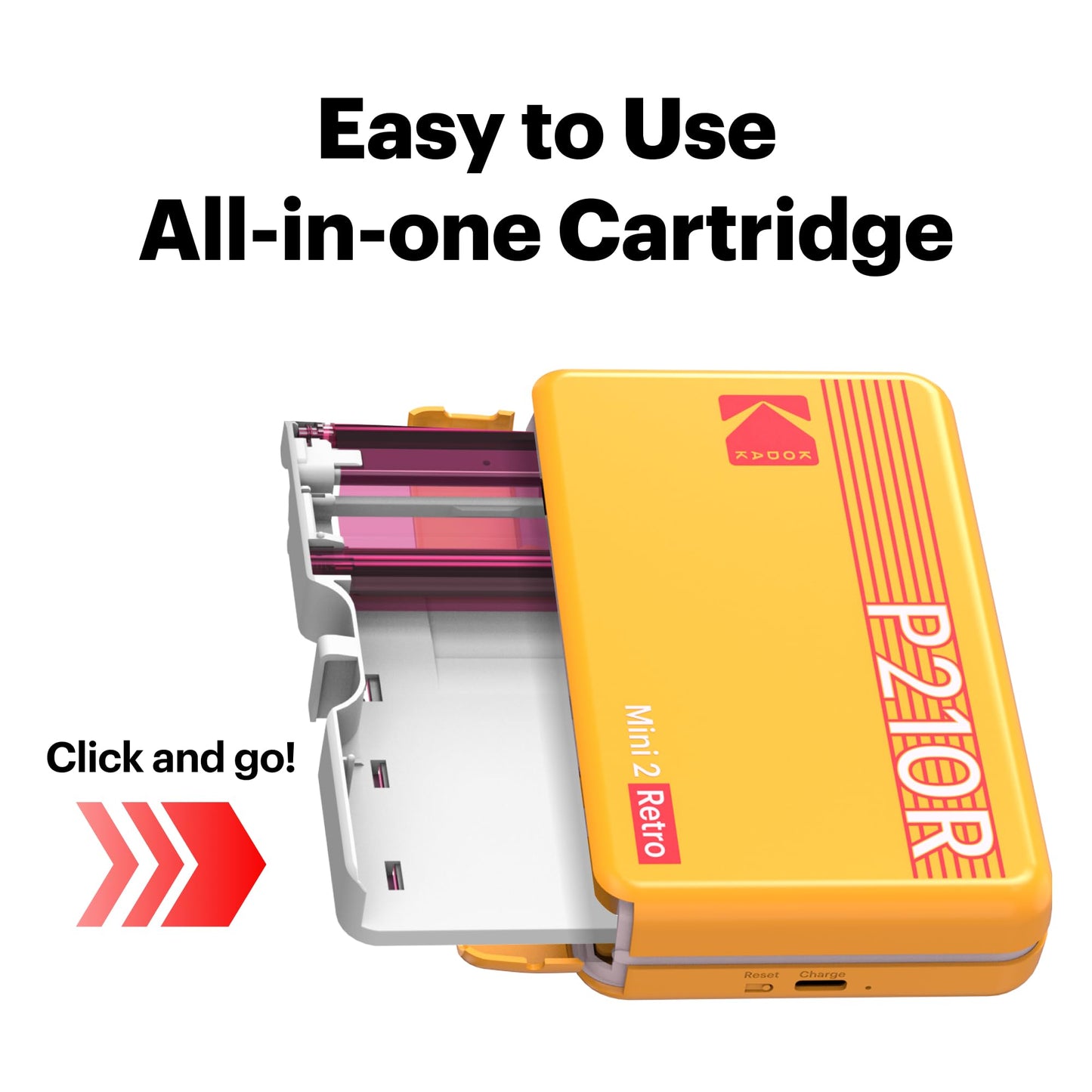 Kodak Mini 2 Retro 4PASS Portable Photo Printer 2.1x3.4" with 68 Sheets Bundle - White - Deccan Retail