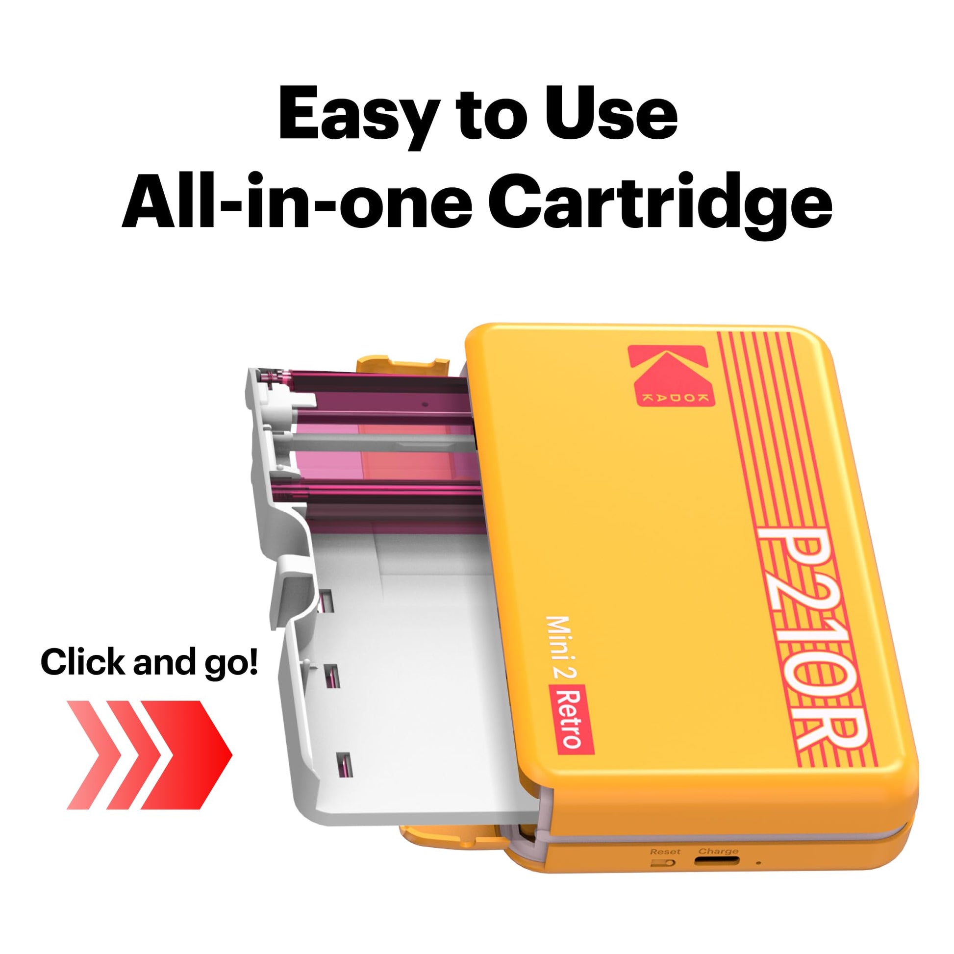Kodak Mini 2 Retro 4PASS Portable Photo Printer 2.1x3.4" with 68 Sheets Bundle - White - Deccan Retail