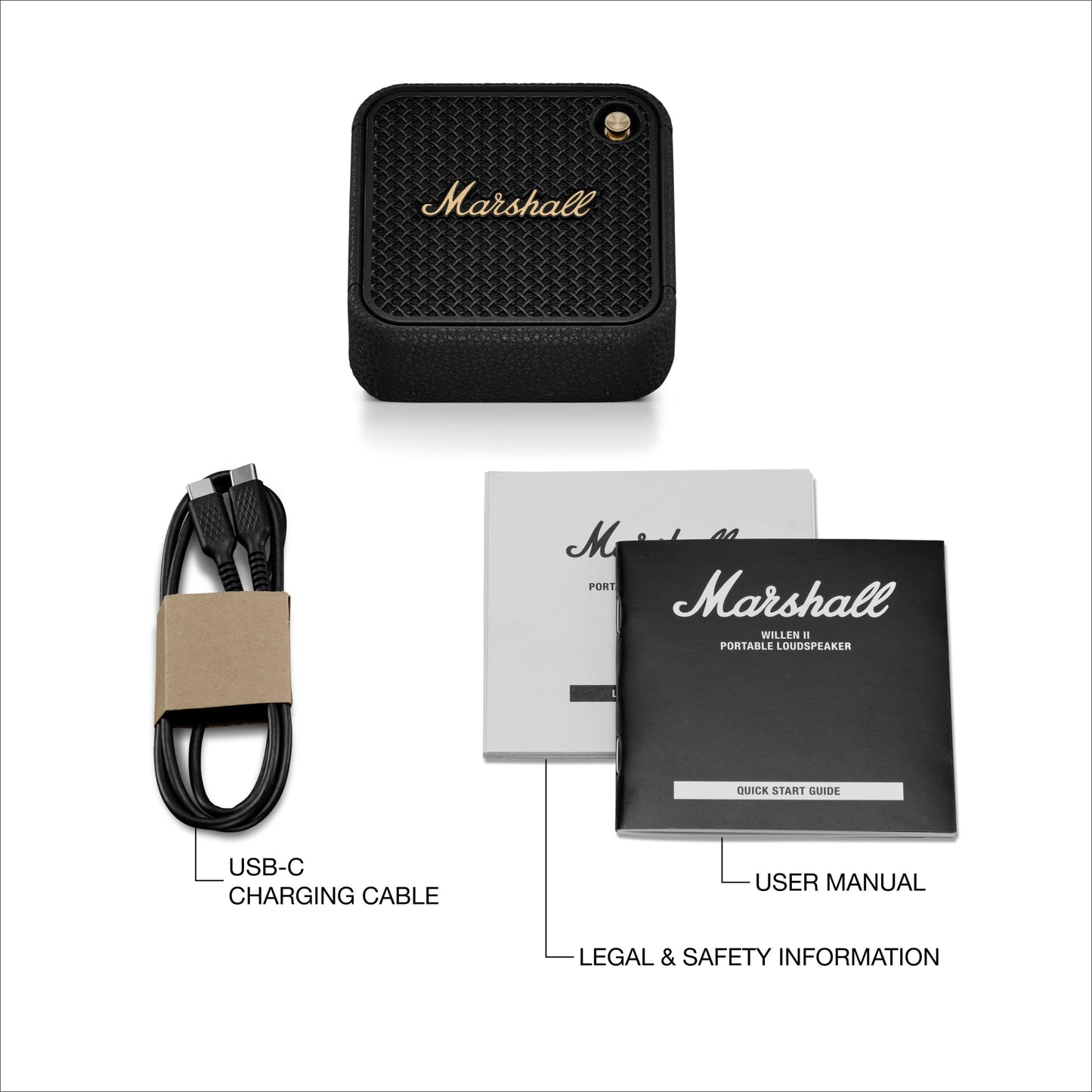 Marshall Willen II Portable Bluetooth Speaker – Black & Brass - Deccan Retail