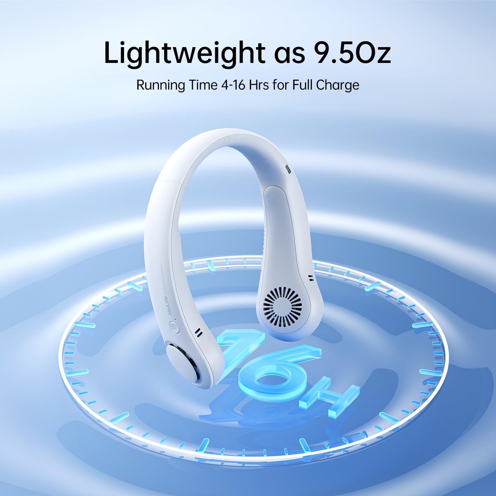 JISULIFE Portable Neck Fan Life 3, 4000 mAh Battery - Light Grey - Deccan Retail