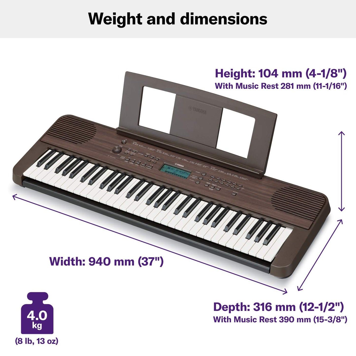 Yamaha PSR-E360DW Portable Keyboard – 61 Keys with Touch Sensitivity - Dark Walnut - Deccan Retail