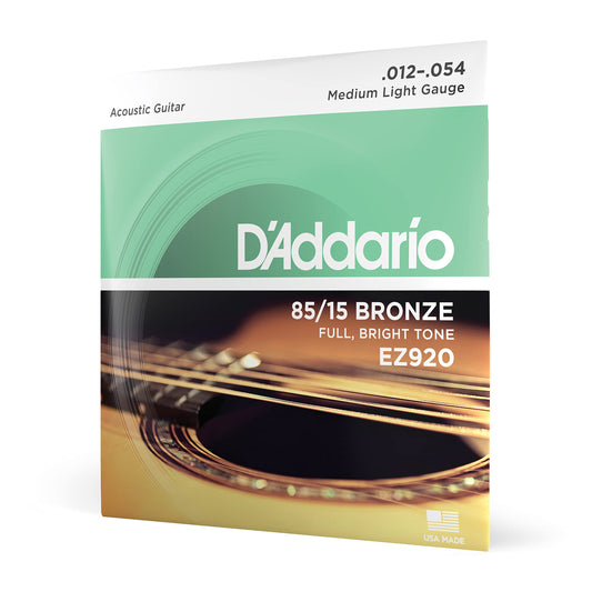 D'Addario EZ920 85/15 Bronze Acoustic Guitar Strings 12-54 Medium Light - Deccan Retail