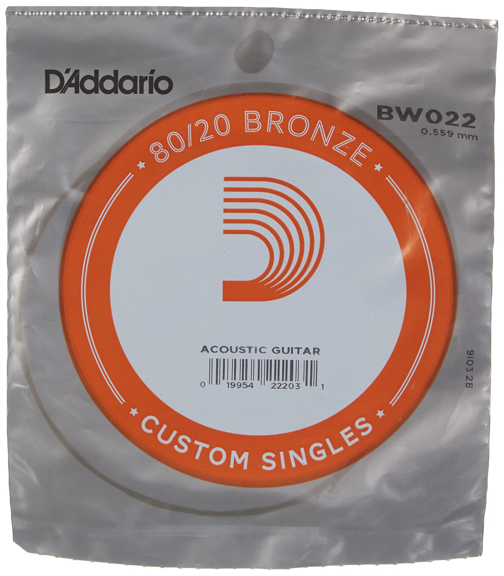D'Addario Bronze Wound Acoustic Guitar Single String .022 (BW022) - Deccan Retail