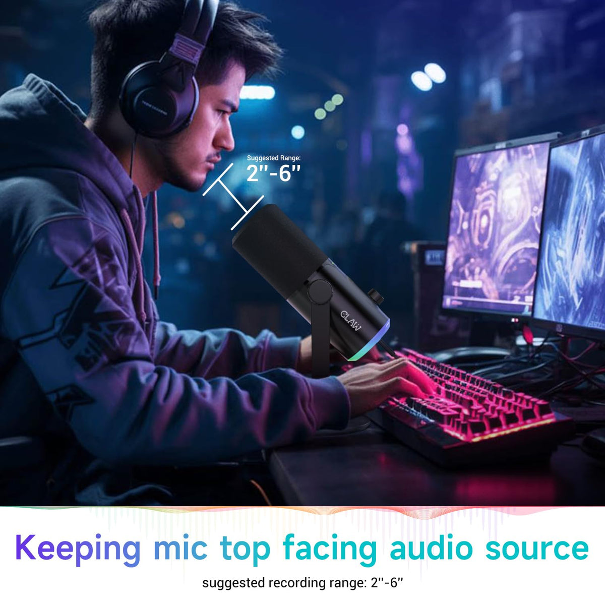 CLAW GM43 Dynamic RGB Gaming Microphone with USB/XLR & Cardioid Pickup - Deccan Retail