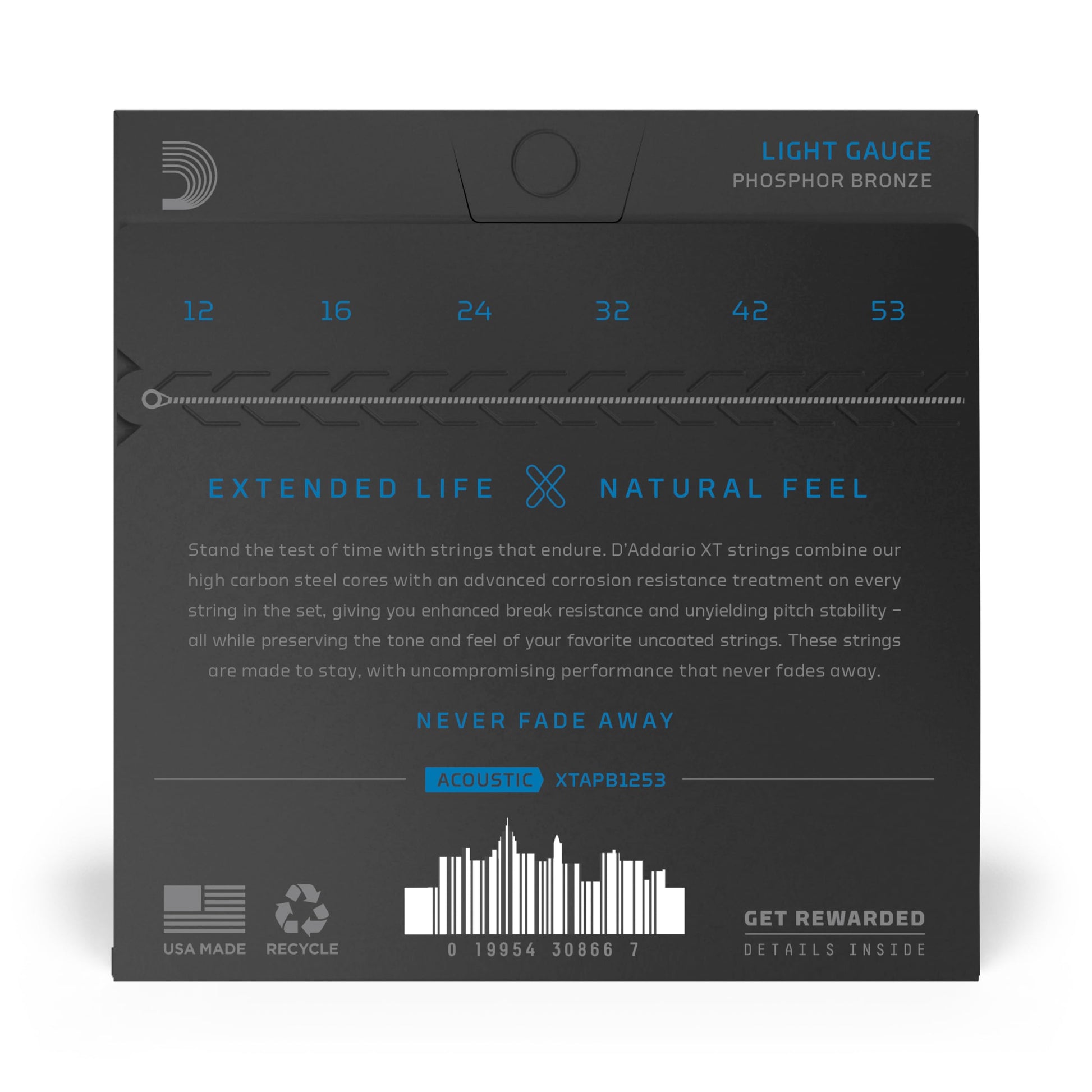 D'Addario XT Phosphor Bronze Acoustic Guitar Strings Light 12-53 (XTAPB1253) - Deccan Retail