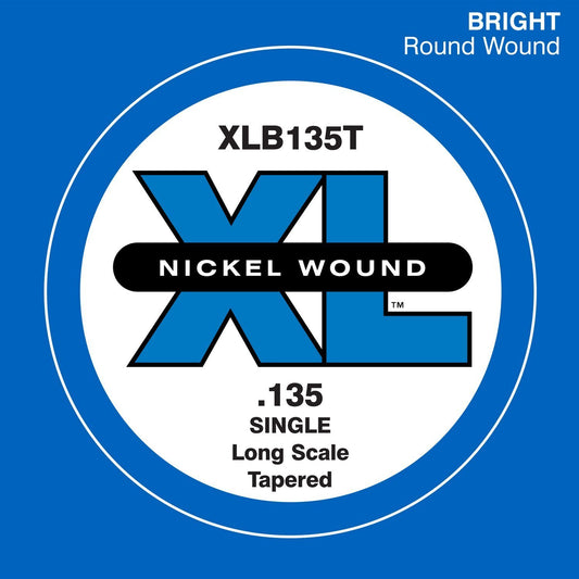 D'Addario XL Nickel Wound Bass Guitar Single String Long Scale .135 Tapered (XLB135T) - Deccan Retail