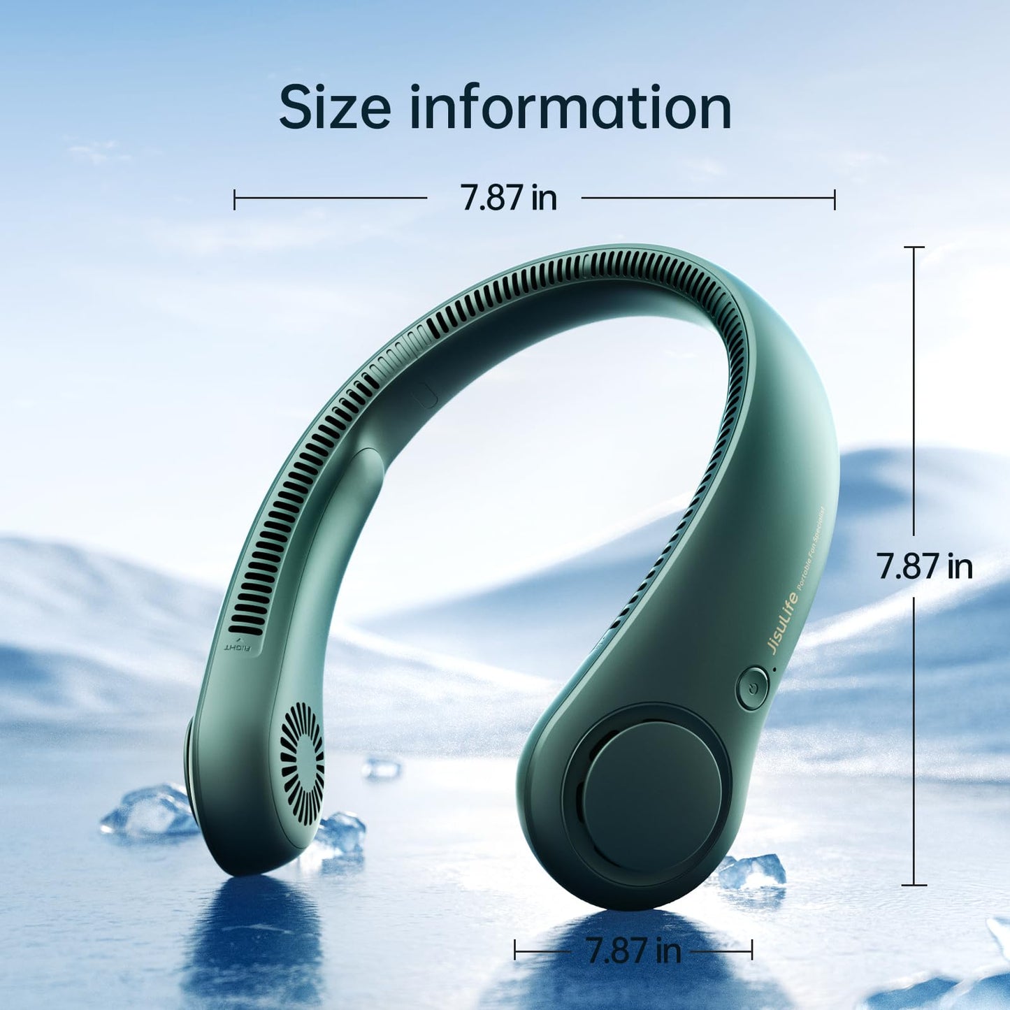 JISULIFE Portable Neck Fan Life 3, 4000 mAh Battery - Dark Green - Deccan Retail