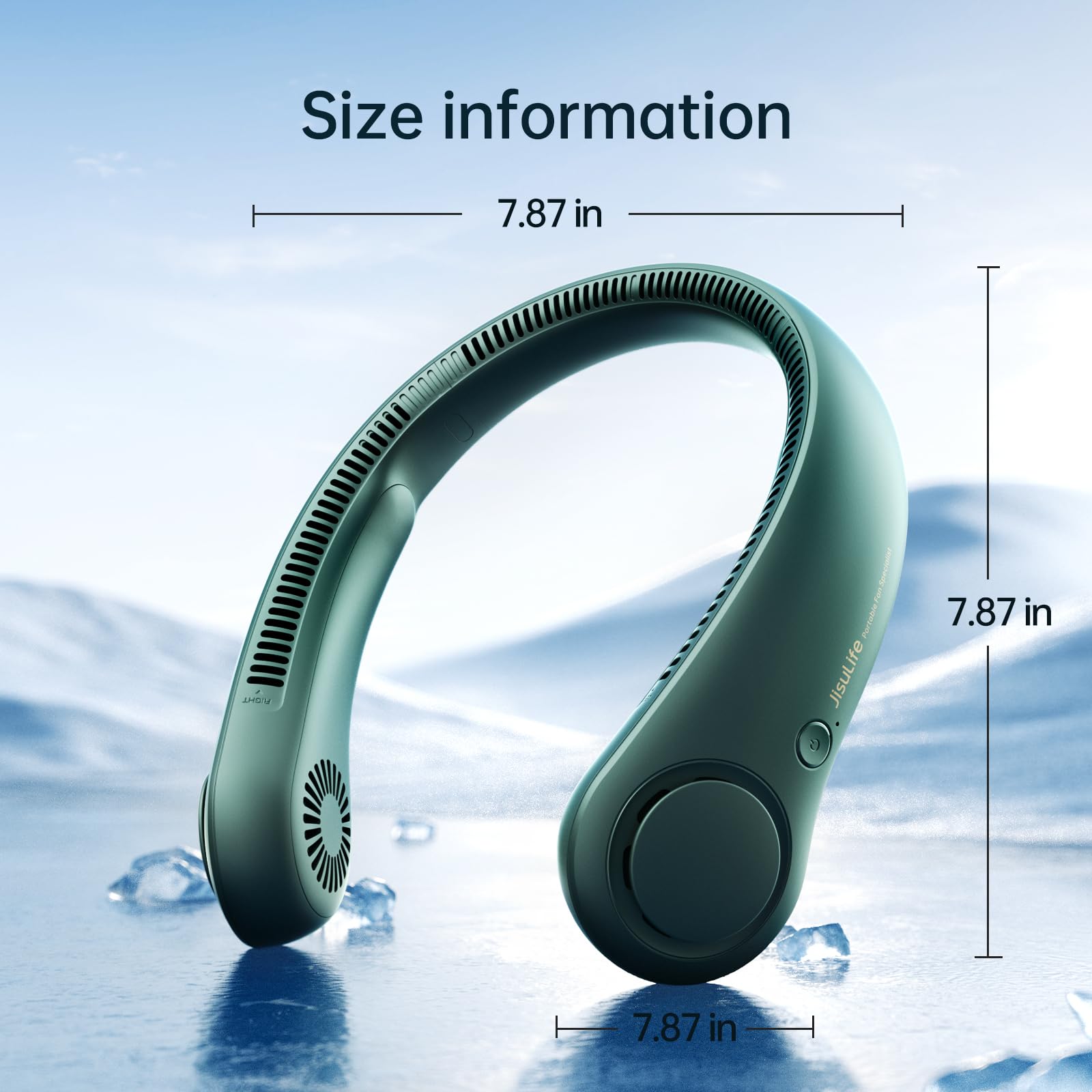 JISULIFE Portable Neck Fan Life 3, 4000 mAh Battery - Dark Green - Deccan Retail