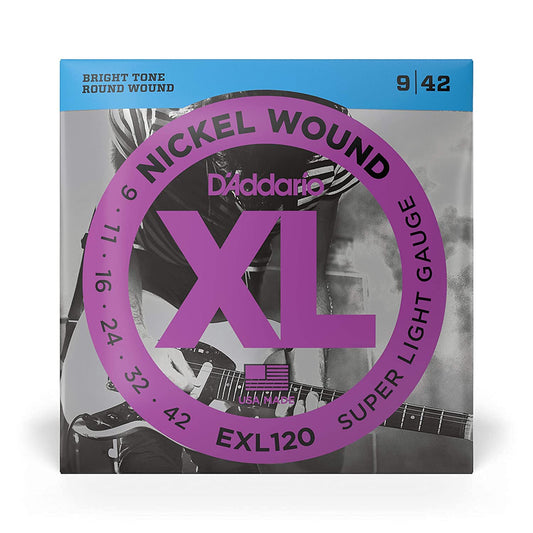D'Addario EXL120 Nickel Wound Electric Guitar Strings Super Light 9-42 (2 Pack) - Deccan Retail
