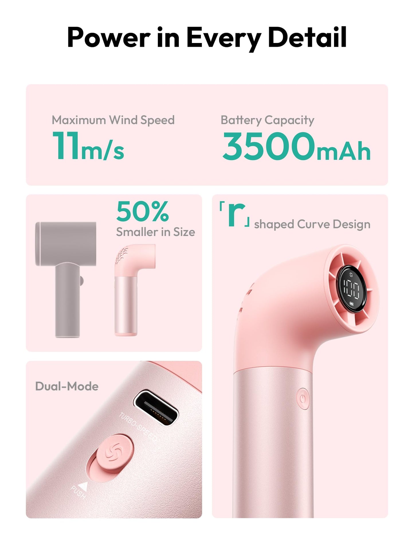 Aecooly Aero Pro Portable Handheld Fan – Pink - Deccan Retail