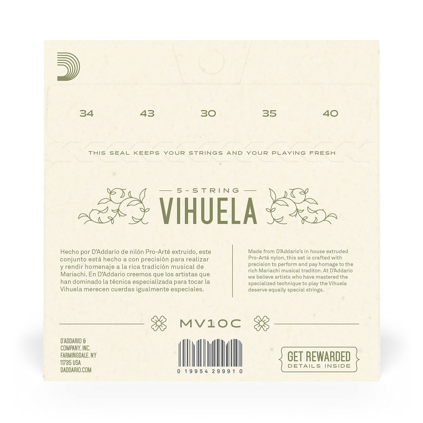 D'Addario Mariachi Vihuela Strings Clear Nylon (MV10C) - Deccan Retail