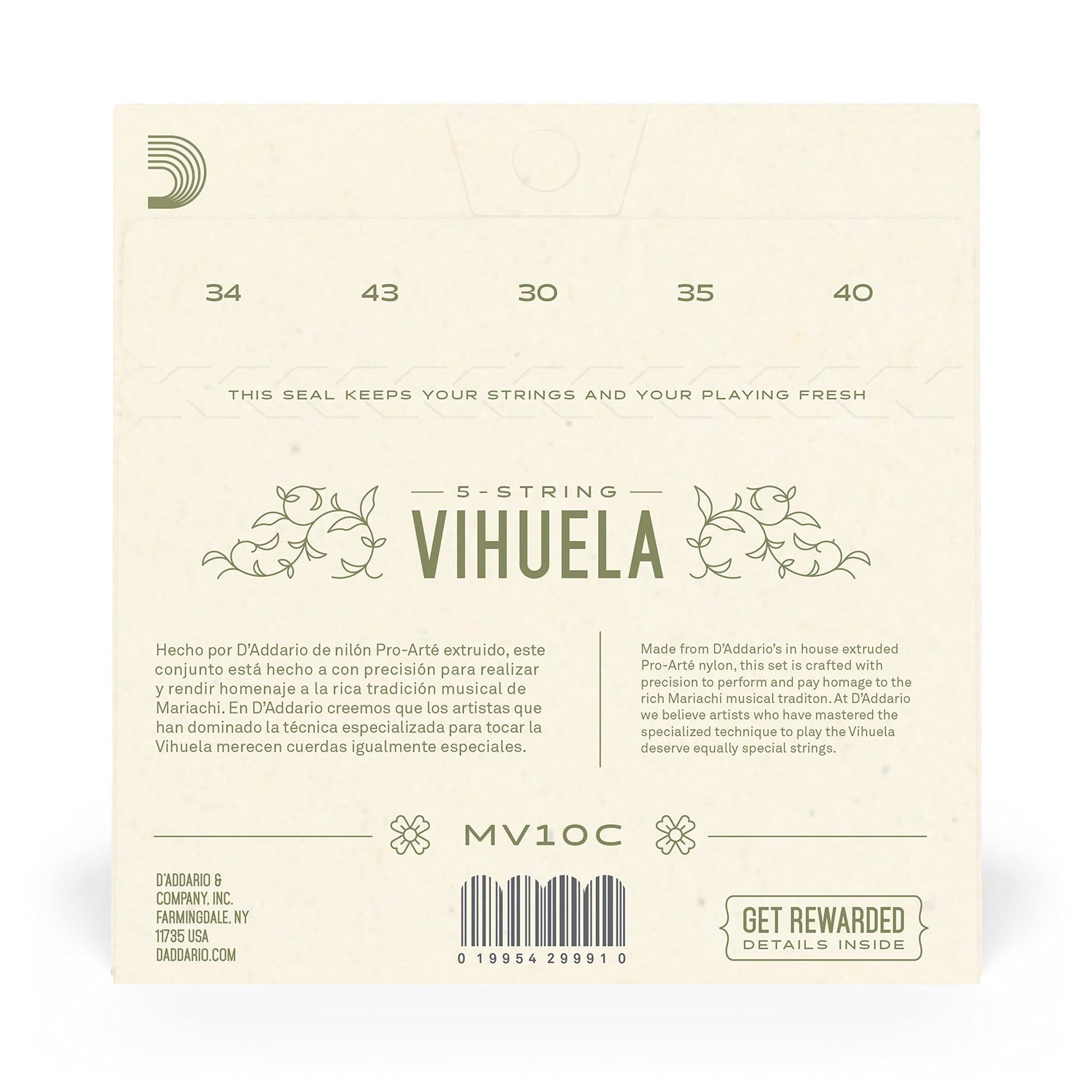 D'Addario Mariachi Vihuela Strings Clear Nylon (MV10C) - Deccan Retail