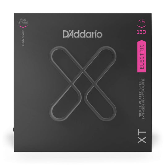 D'Addario Bass Guitar Strings, XT Coated Electric, XTB45130, Long Scale 45-130, 5-String Set, Pack of 1