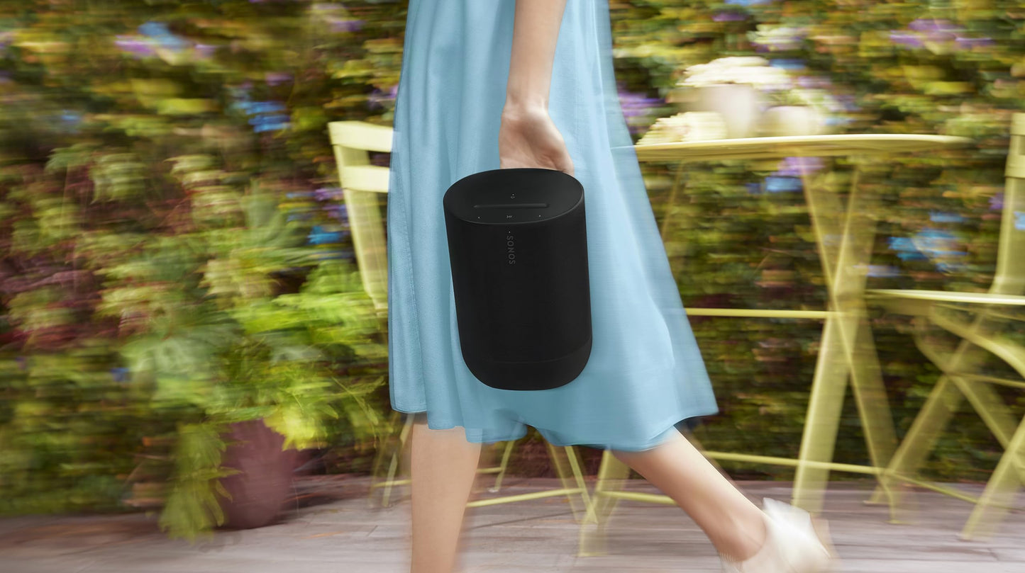 Sonos Move 2 | Wireless Portable Speaker with WiFi, Bluetooth, Amazon Alexa, 24-Hour Battery Life, Wireless Charging Base - Black