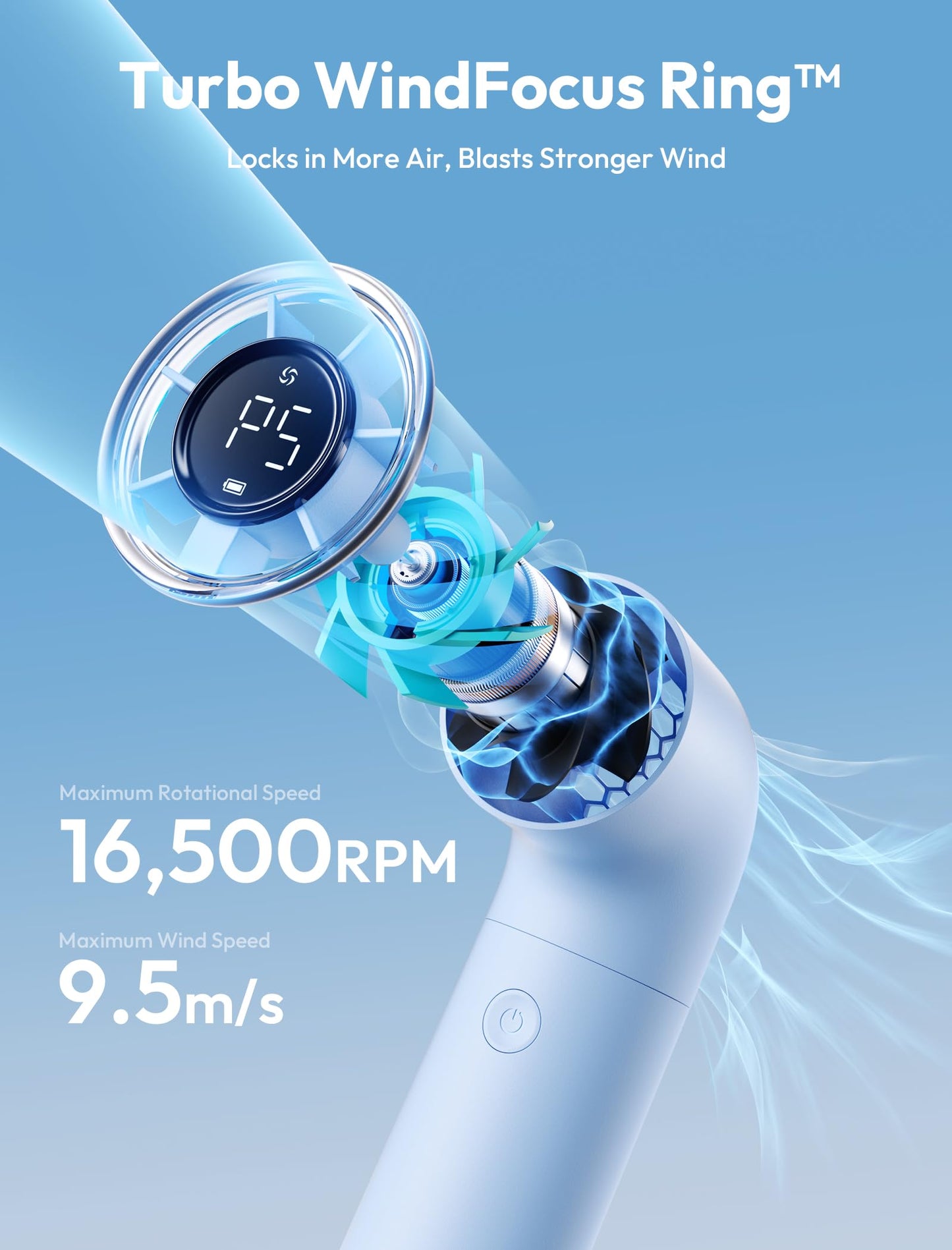 Aecooly Aero Portable Handheld Turbo Fan - Blue - Deccan Retail