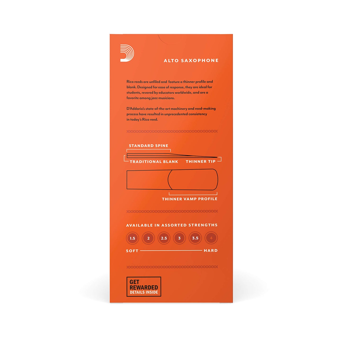 Rico Alto Sax Reeds Strength 2.5 – 25 Pack (RJA2525) - Deccan Retail