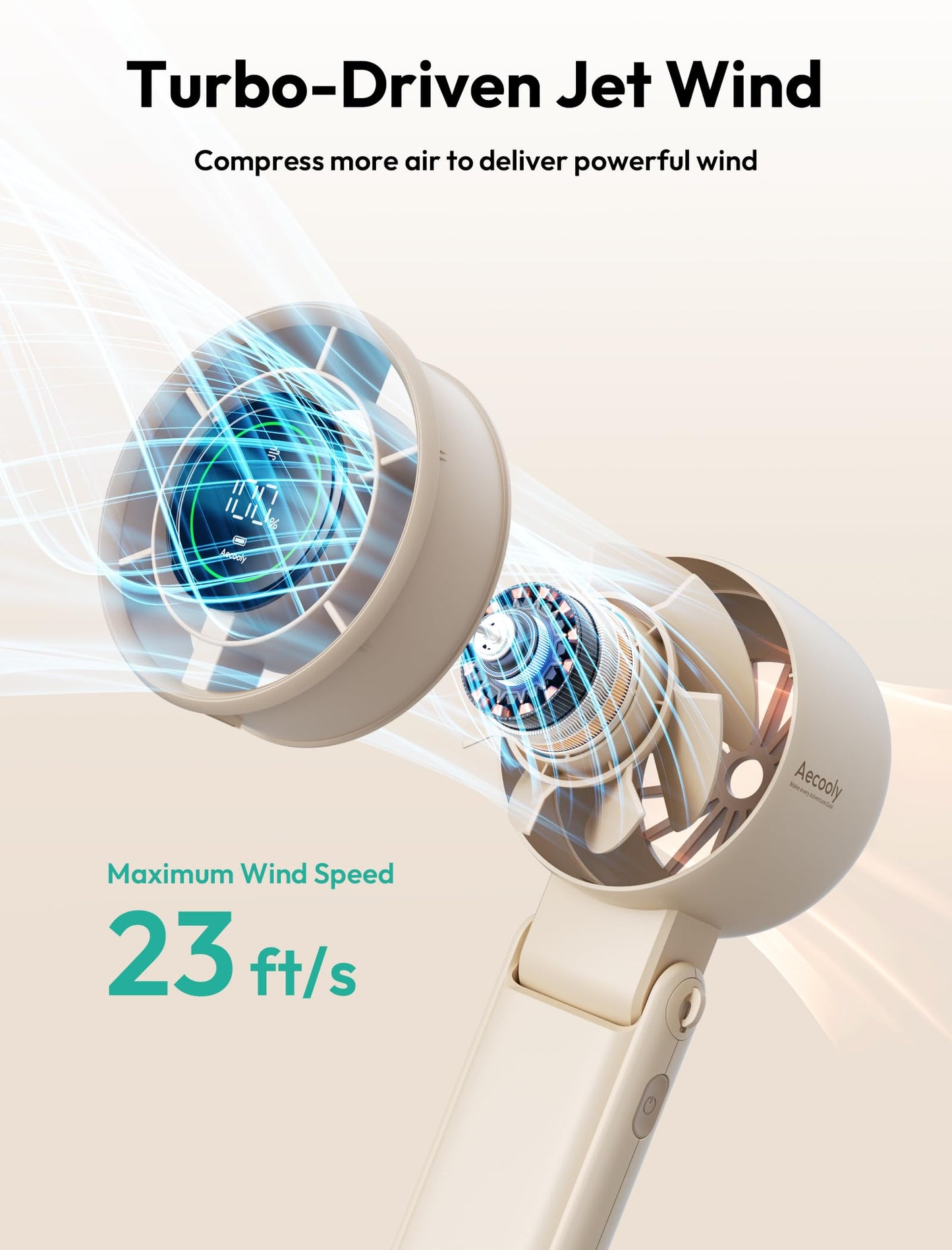 Aecooly Versatile Fan Halo-02 5000mAh – Beige - Deccan Retail