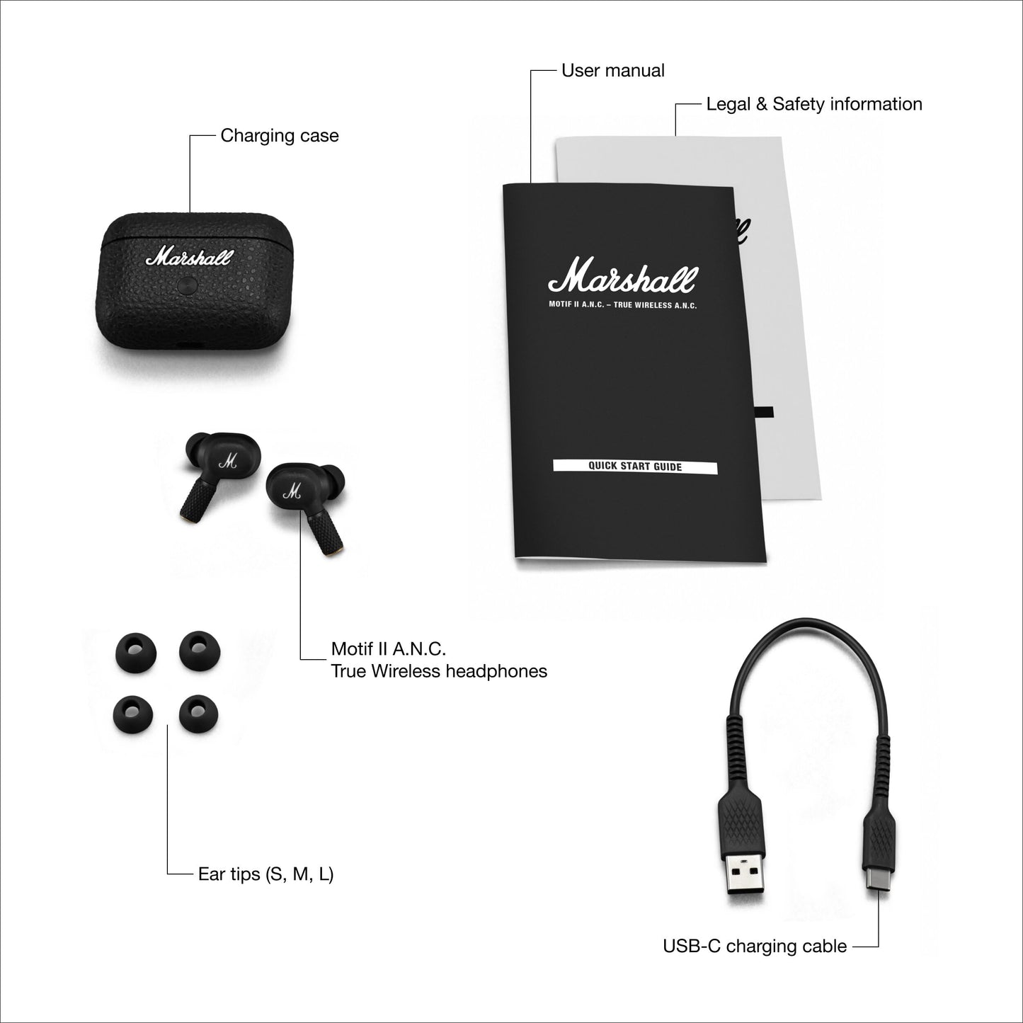 Marshall Motif II ANC True Wireless Earbuds – Black - Deccan Retail