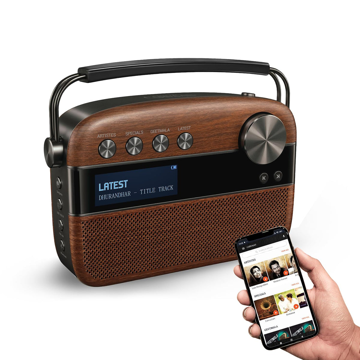 Saregama Carvaan 3.0 Hindi Legends to Latest Music Player - Antique Oak