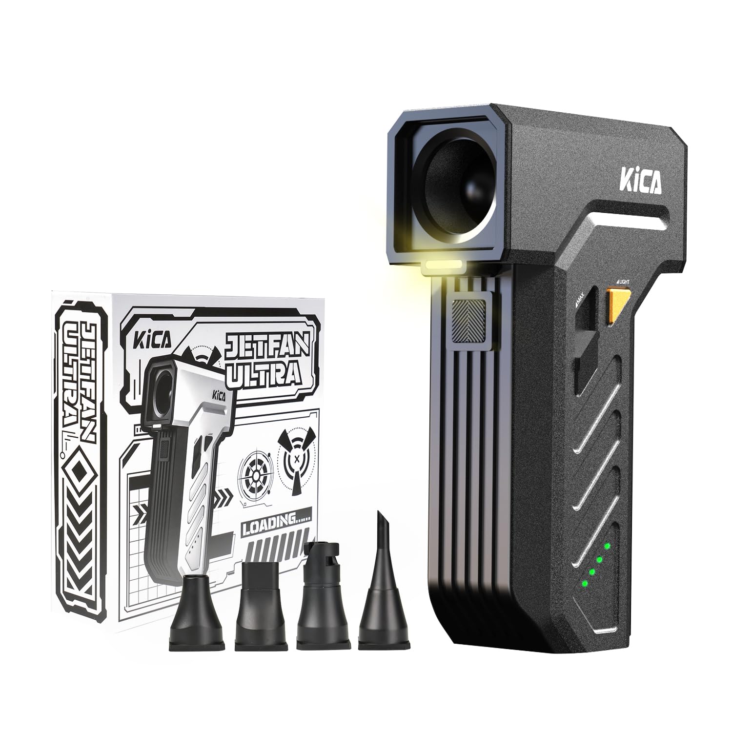 KiCA Electric Air Duster with LED Light Jet Fan Ultra - Black - Deccan Retail