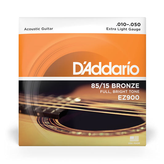 D'Addario EZ900 85/15 Bronze Acoustic Guitar Strings 10-50 Extra Light - Deccan Retail