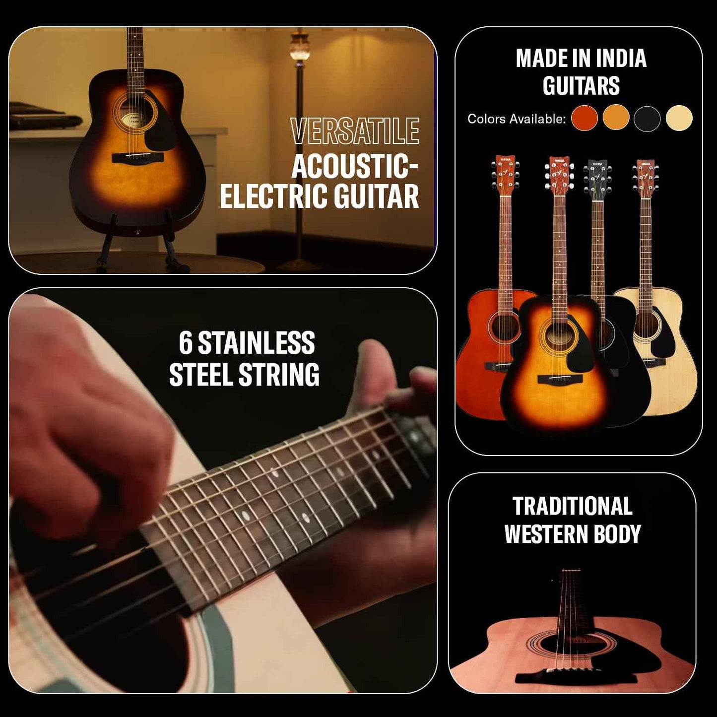 Yamaha FX280 Electro Acoustic Guitar – Black