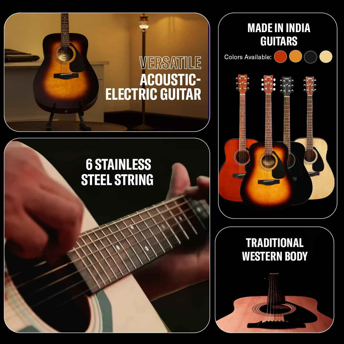 Yamaha FX280 Electro Acoustic Guitar – Black
