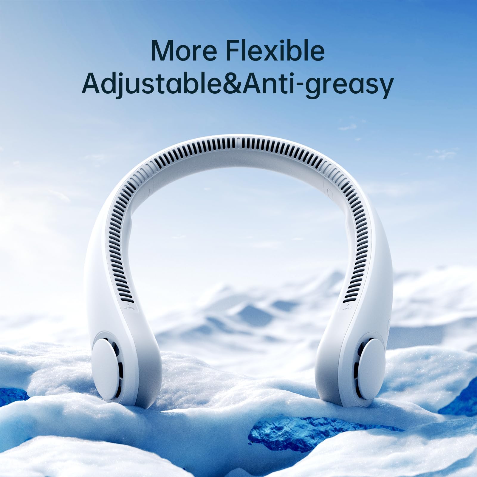 JISULIFE Portable Neck Fan Life 3, 4000 mAh Battery - Light Grey - Deccan Retail