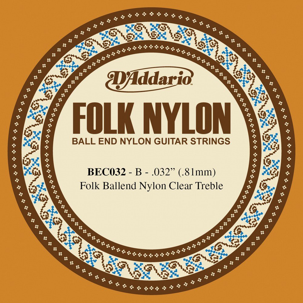 D'Addario Folk Nylon Guitar Single String Clear Nylon Ball End .032 (BEC032) - Deccan Retail