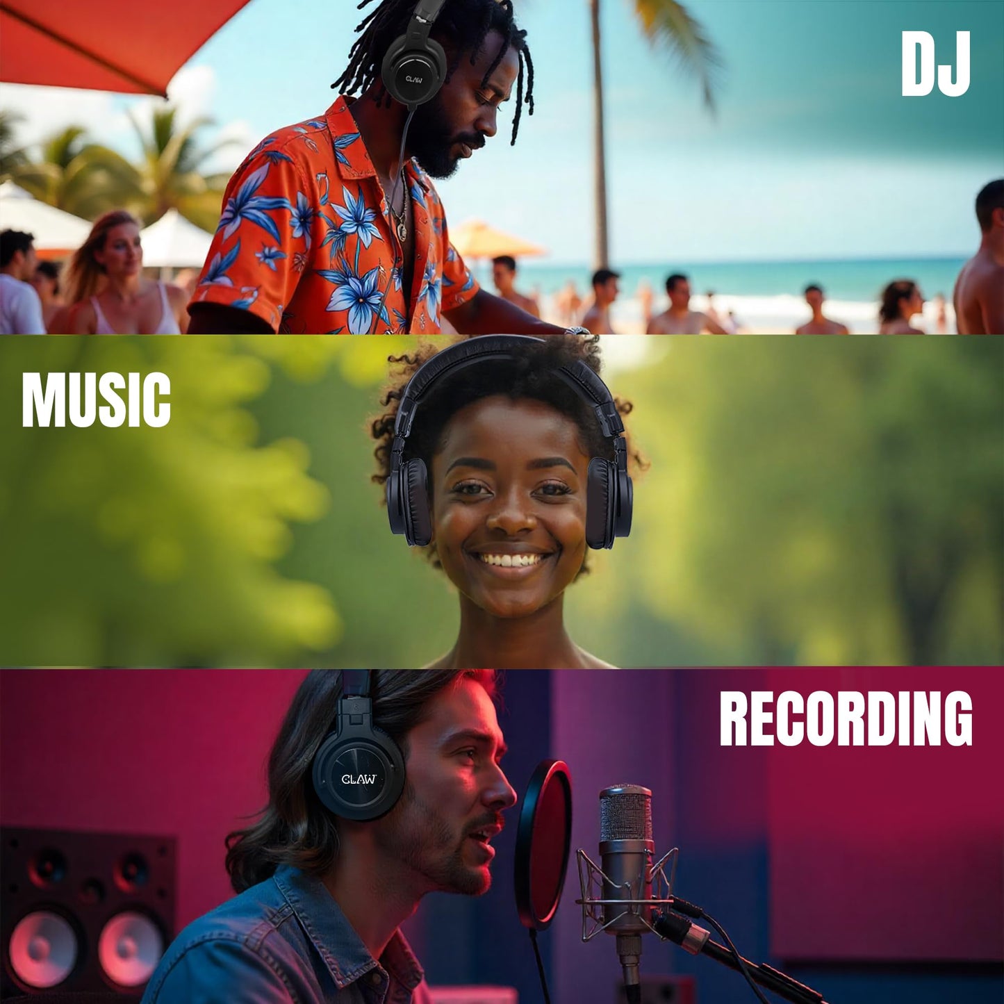 CLAW SM70 Studio Monitoring DJ Wired Over-Ear Headphones with 40mm Drivers - Deccan Retail