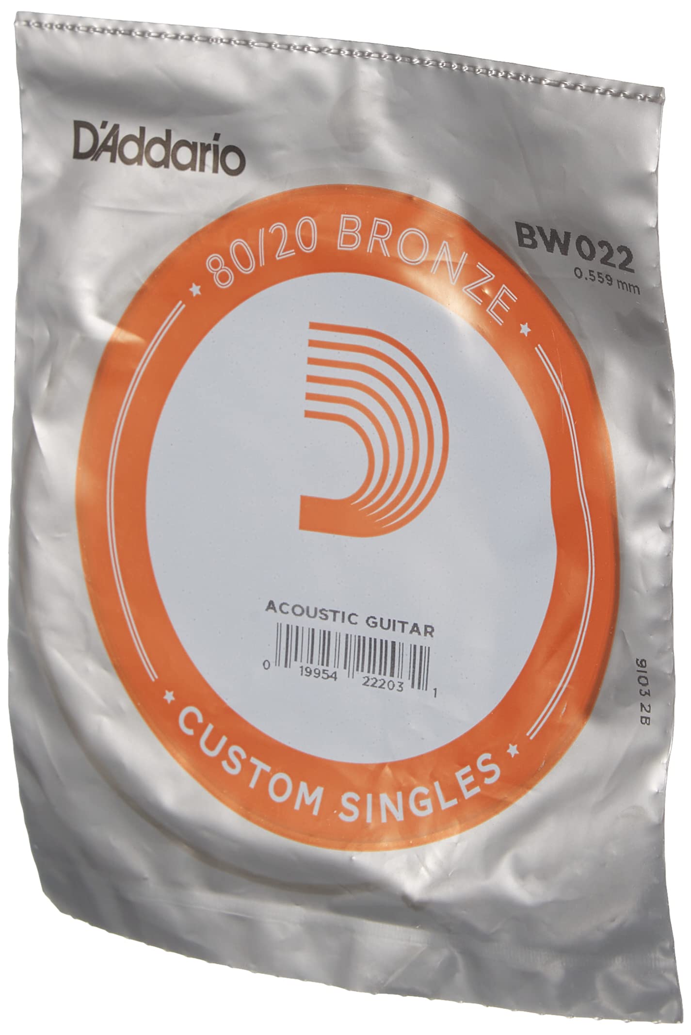 D'Addario Bronze Wound Acoustic Guitar Single String .022 (BW022) - Deccan Retail