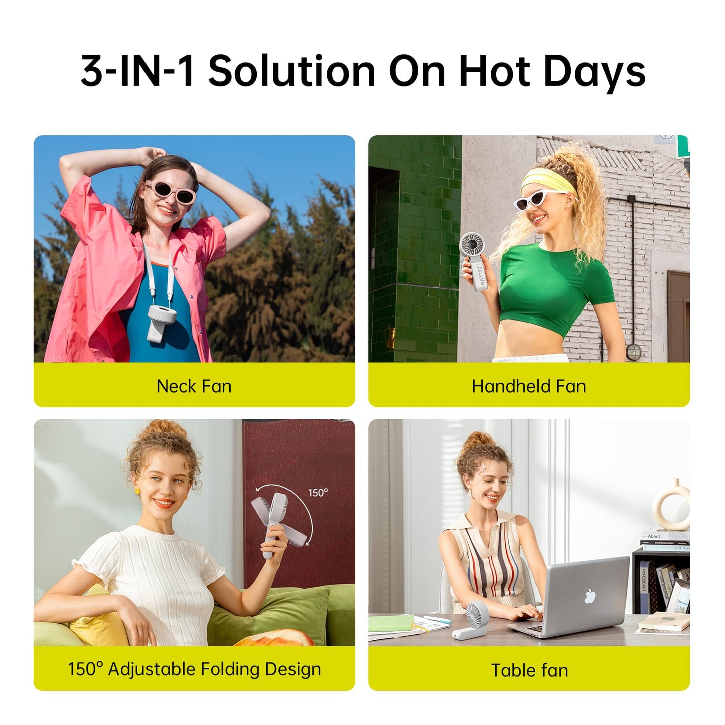 JISULIFE Life7 Portable Handheld Fan, 3600mAh - Grey - Deccan Retail
