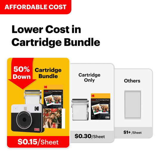 Kodak Mini Shot 3 Retro 4PASS 2-in-1 Instant Camera & Photo Printer with 68 Sheets Bundle - Yellow - Deccan Retail