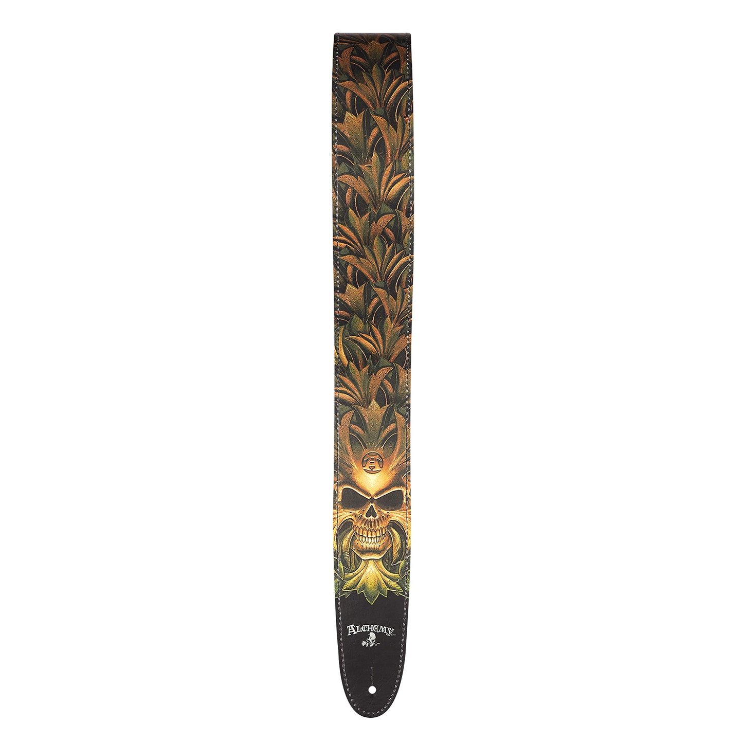 D'Addario Alchemy Green Skull Leather Guitar Strap - Deccan Retail