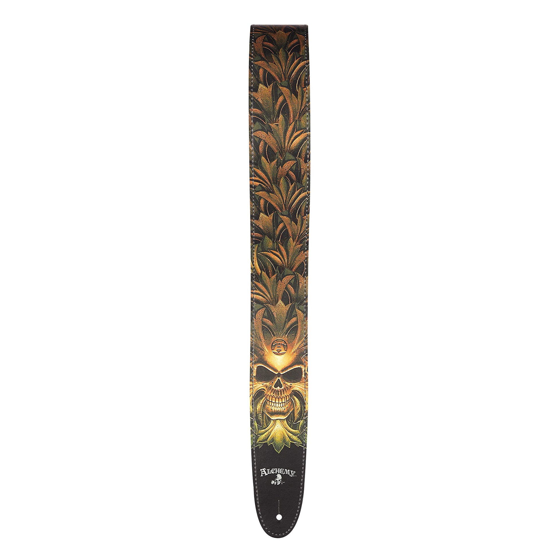 D'Addario Alchemy Green Skull Leather Guitar Strap - Deccan Retail