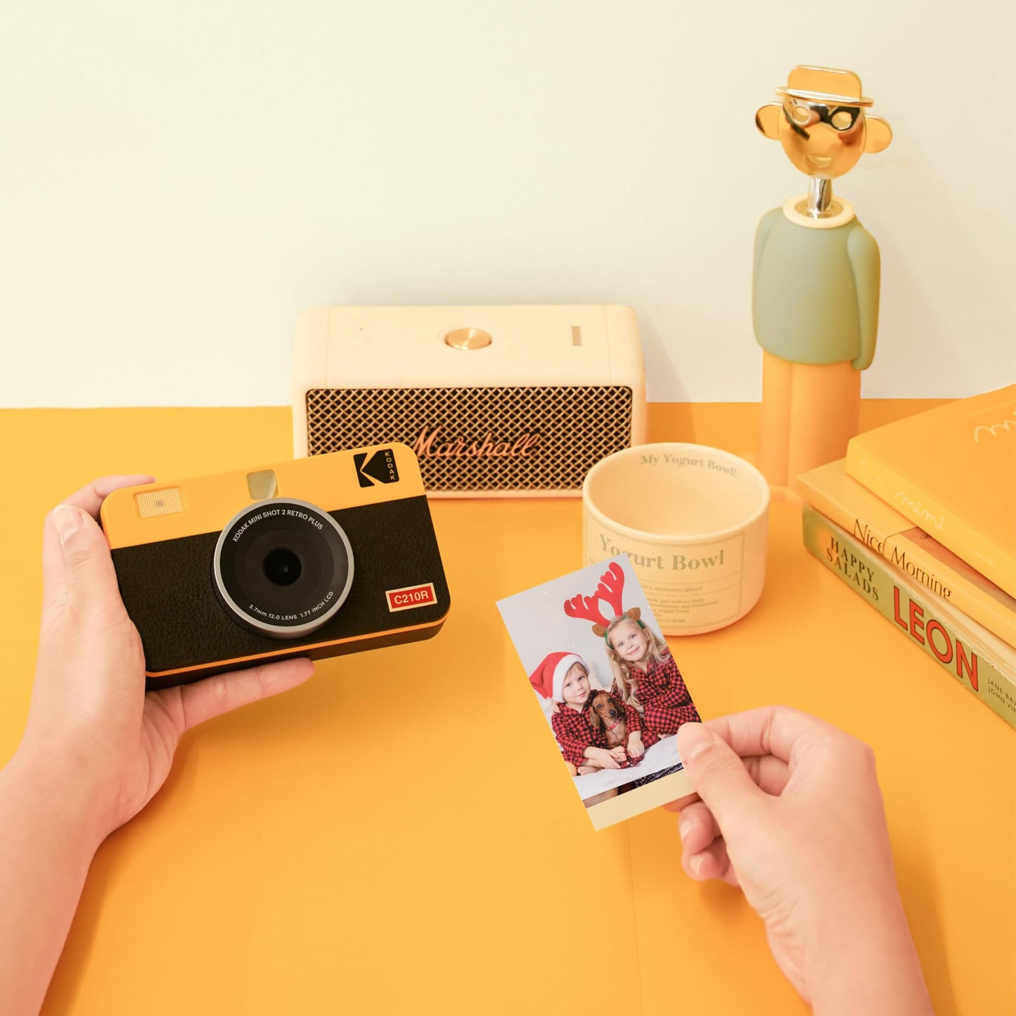 Kodak Mini Shot 2 Retro 4PASS 2-in-1 Instant Camera & Photo Printer with 8 Sheets - White - Deccan Retail