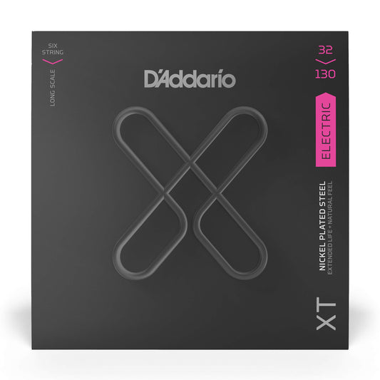 D'Addario Bass Guitar Strings - XT Nickel Coated Bass Strings - XTB32130 - Extended String Life with Natural Tone & Feel - For 6 String Bass Guitars - 32-130 Regular Light 6-String, Long Scale