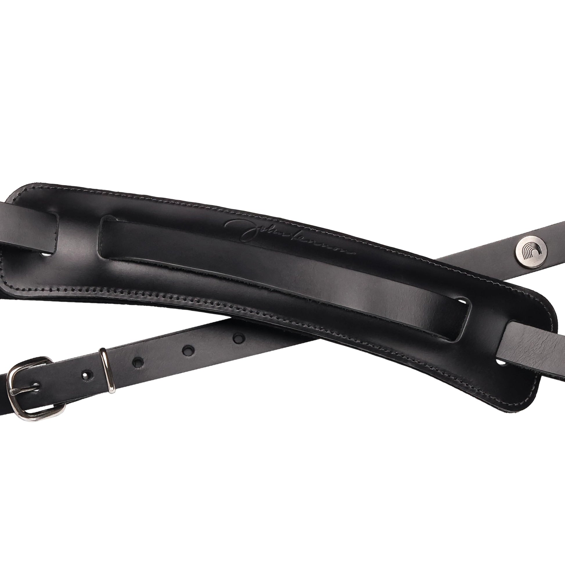 D'Addario John Lennon Signature Guitar Strap – Black Leather with Pad - Deccan Retail