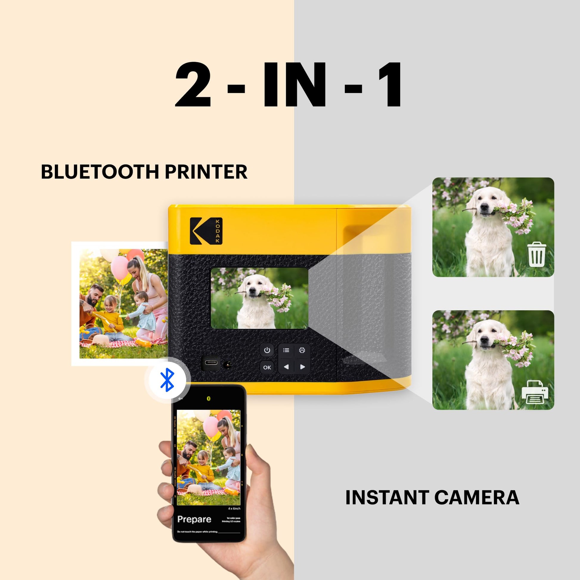 Kodak Mini Shot 4 ERA 2-in-1 Instant Camera & Photo Printer 4x4 with 68 Sheets - Deccan Retail