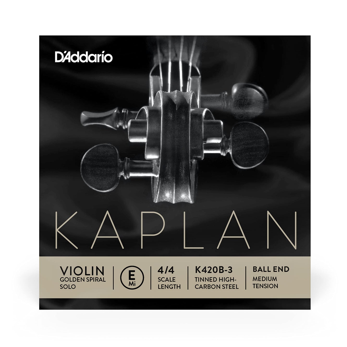 D'Addario Kaplan Golden Spiral Solo Violin Single E String 4/4 Scale Medium Tension (K420B-3) - Deccan Retail