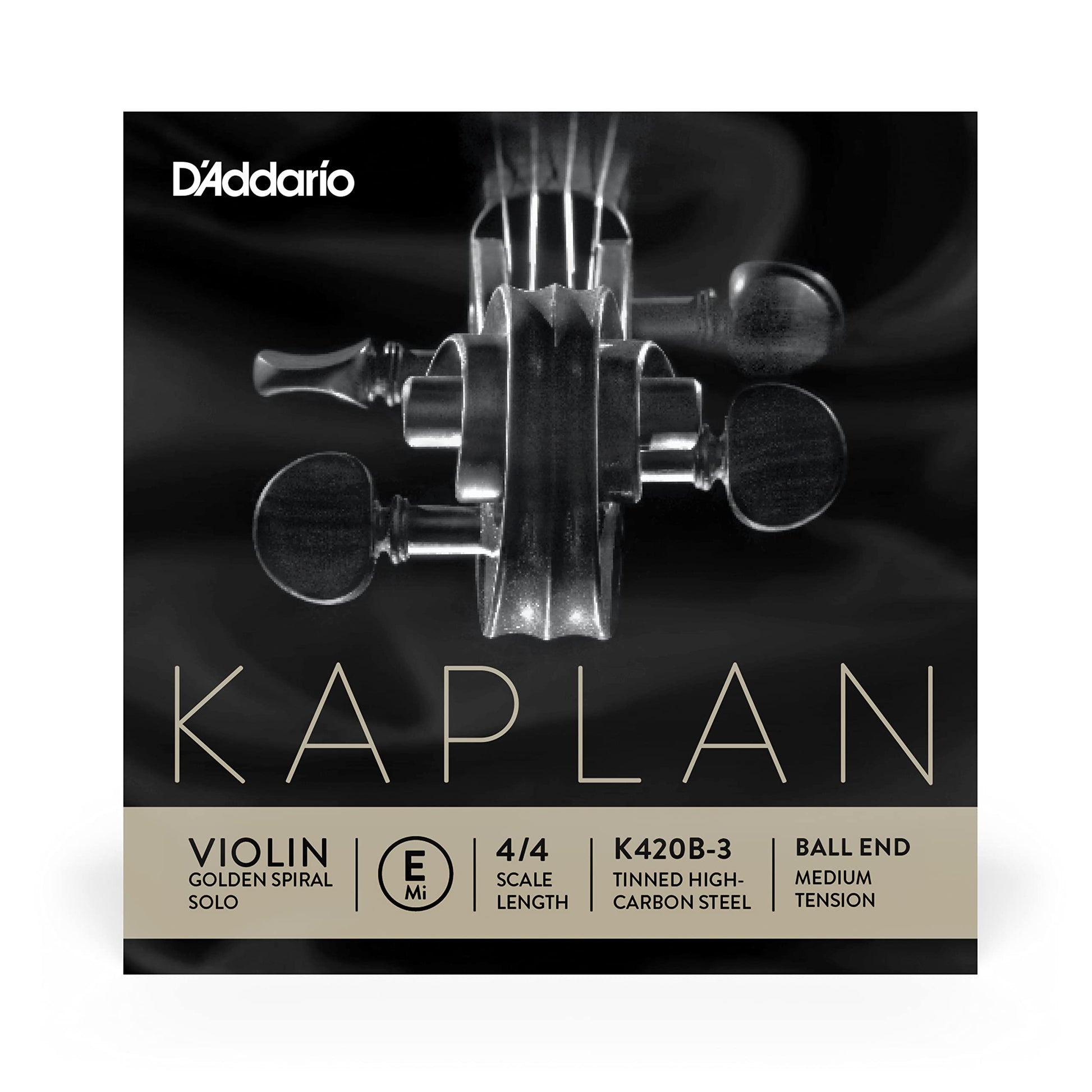 D'Addario Kaplan Golden Spiral Solo Violin Single E String 4/4 Scale Medium Tension (K420B-3) - Deccan Retail