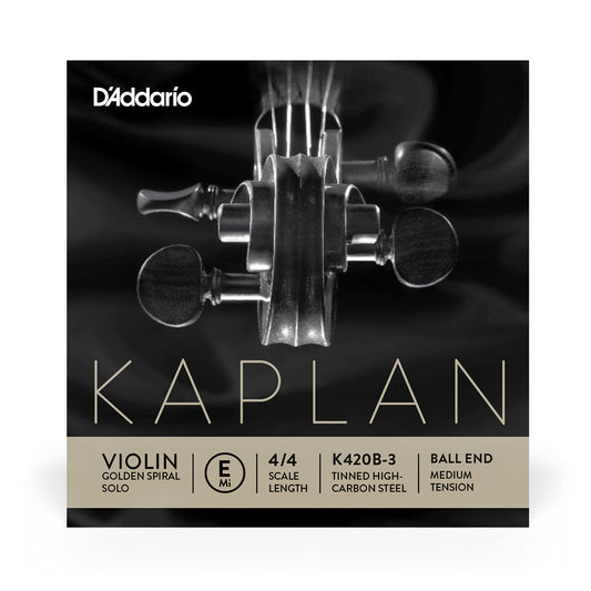 D'Addario Kaplan Golden Spiral Solo Violin Single E String 4/4 Scale Medium Tension (K420B-3) - Deccan Retail