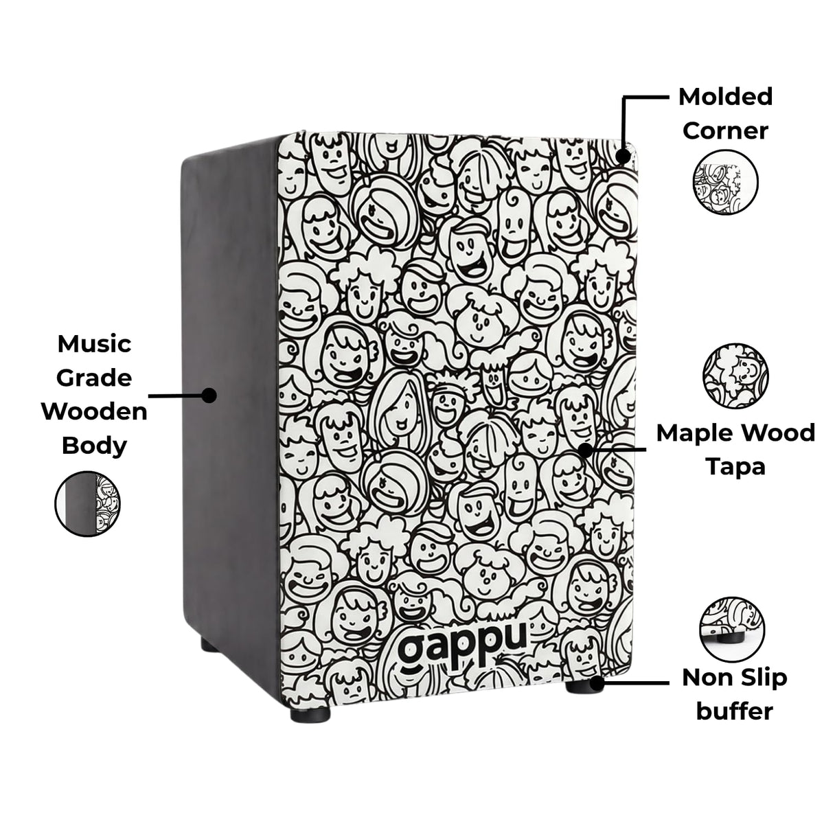 Gappu Kids Cajon Doodle Face Design